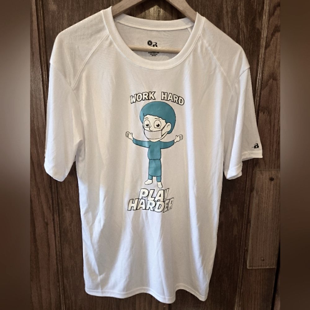 Team Tee Jersey Surgery Work Hard Play Harder Joint Effort SMALL